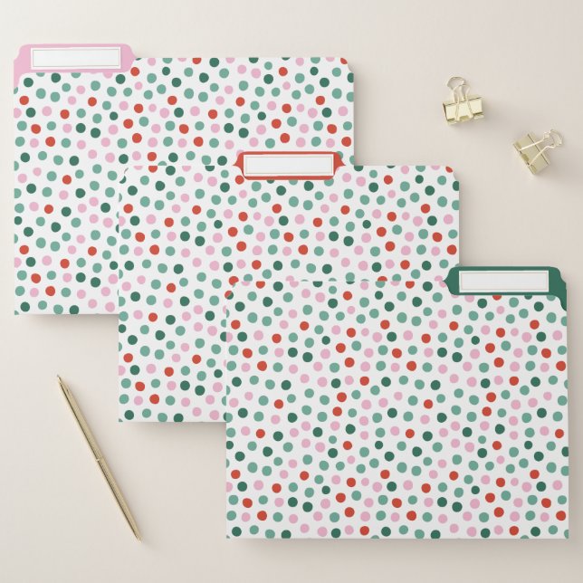 Modern Polka Dot Christmas Pattern File Folder (Set)