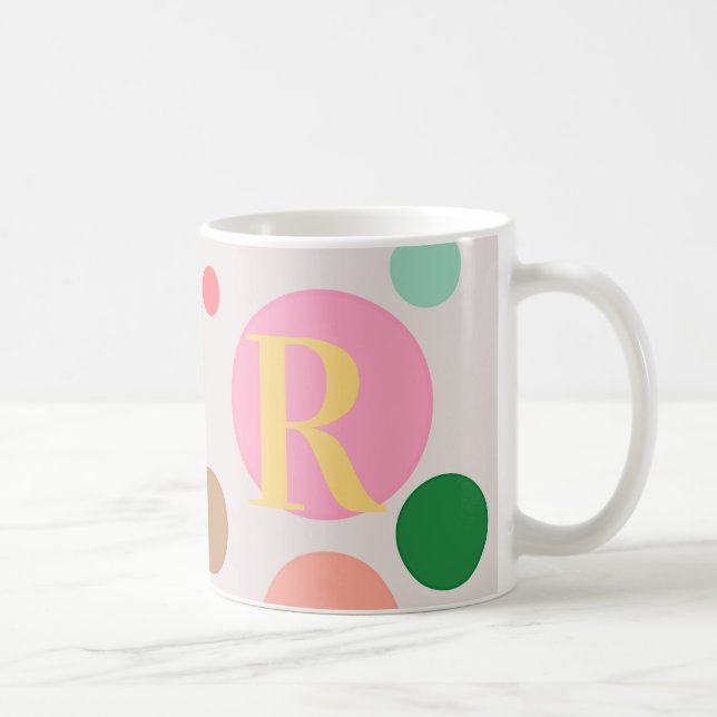 Modern Polka Dot Monogram Coffee Mug (Right)