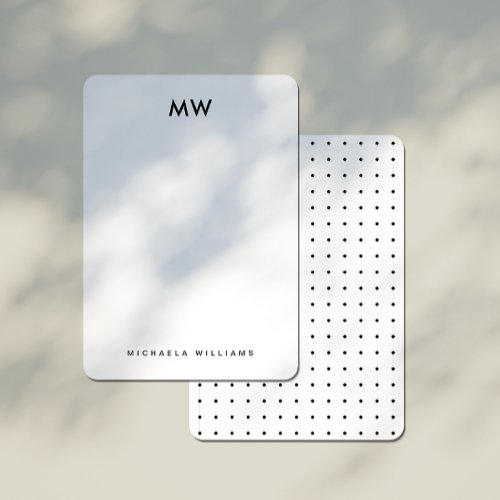 Modern Polka Dot Monogrammed Initial  Name Note Card