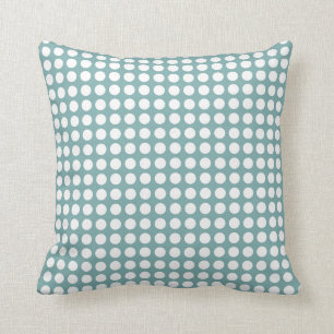 Modern Polka Dot Pattern Sea Glass Blue Throw Pillow