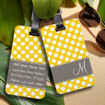 Modern Polka Dot Pattern with Monogram Luggage Tag<br><div class="desc">Travel in style with a girly design with yellow and white dots. Add your name or monogram on the front and your other information on the back.</div>