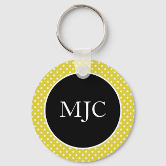 Modern Polka Dot Personalized Button Key Ring