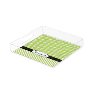 Modern Polka Dot Personalized Vanity Organizer Acrylic Tray