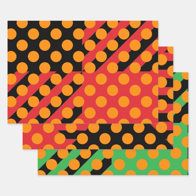 Modern Polka Dot Wrapping Paper - Pumpkin Orange (Set)