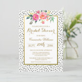 Modern Polka Dots and Gold Bridal Shower Invitation (Standing Front)