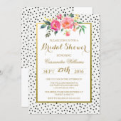 Modern Polka Dots and Gold Bridal Shower Invitation (Front/Back)