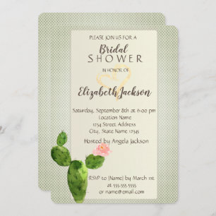 Modern Polka Dots Cactus Heart Bridal Shower Invitation