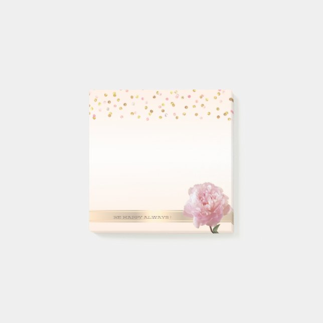 Modern Polka Dots,Confetti,Carnation-Personalized Post-it Notes (Front)