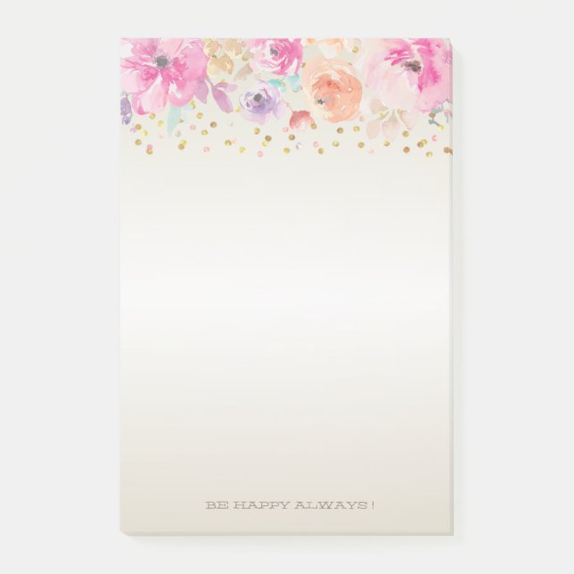 Modern Polka Dots,Confetti,Flowers -Personalized Post-it Notes (Front)