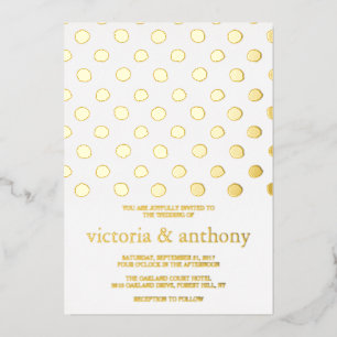 Modern Polka Dots Wedding Real Foil Invitation