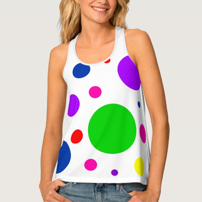 Modern Polka Dots Women's Print Racerback Tank Top (Front)