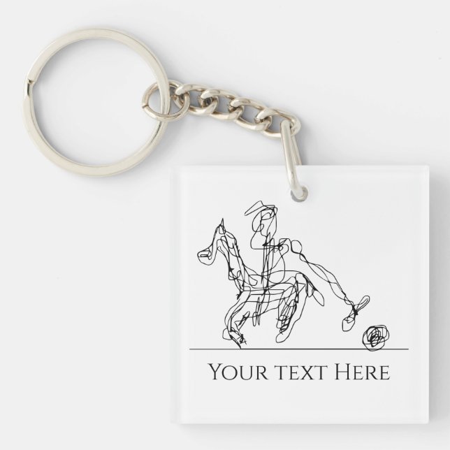 Modern Polo Player Horse  Keychain (Front)