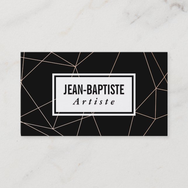 Modern | Poly Shapes Abstract Black Background Business Card (Front)