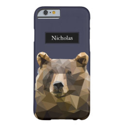 Modern Polygon Bear Head Custom Name Barely There iPhone 6 Case