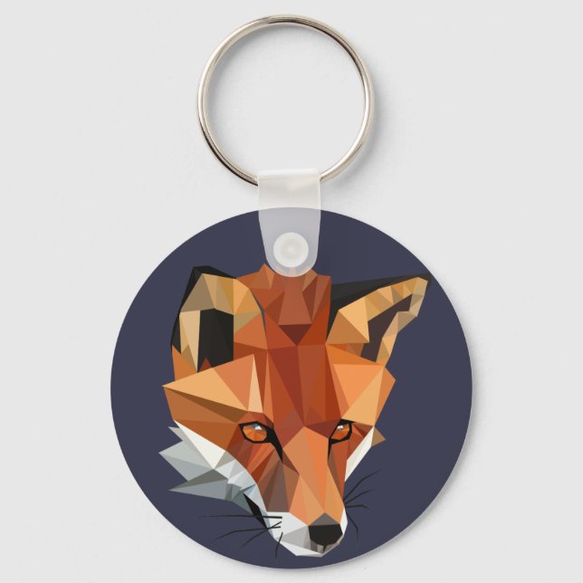 Modern Polygon Fox Custom Keychain (Front)