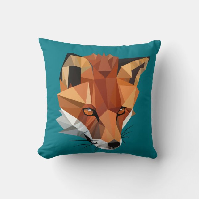 Modern Polygon Fox Custom Throw Pillow (Front)