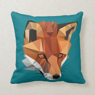 Modern Polygon Fox Custom Throw Pillow
