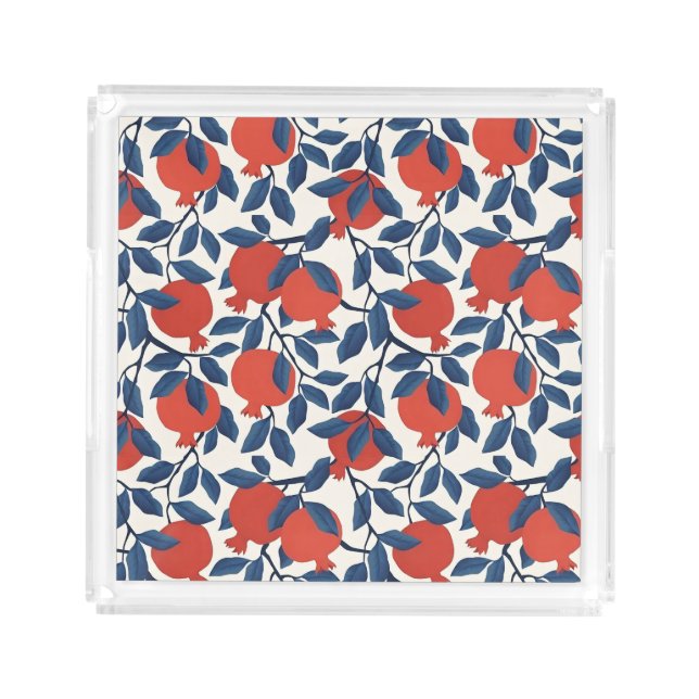 Modern pomegranate pattern acrylic tray (Front)