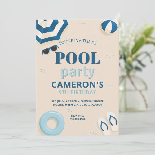 Modern Pool Birthday Party Invitation