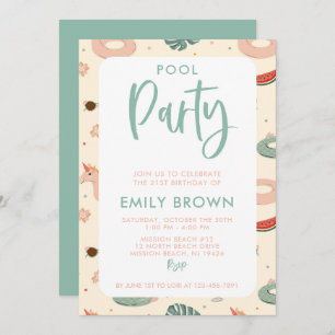 Modern Pool Party Any Age Birthday Invitation
