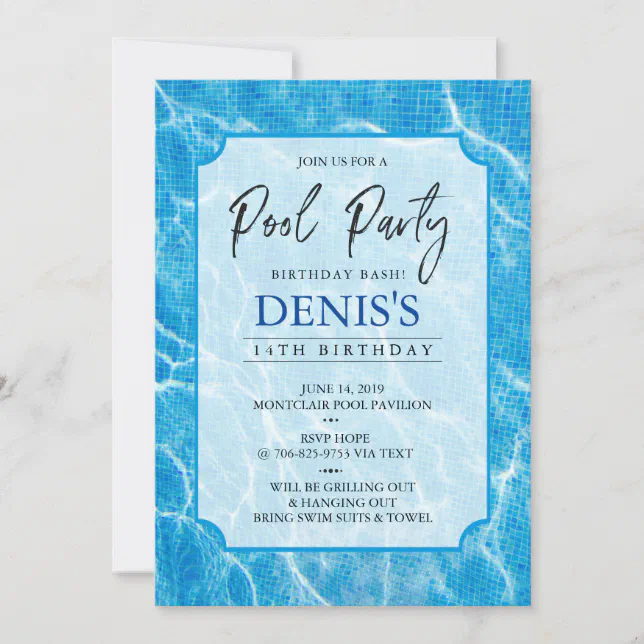 Modern Pool Party | Birthday Invitation | Zazzle