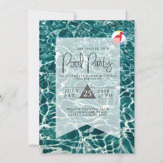 Modern Pool Party | Birthday Invitation