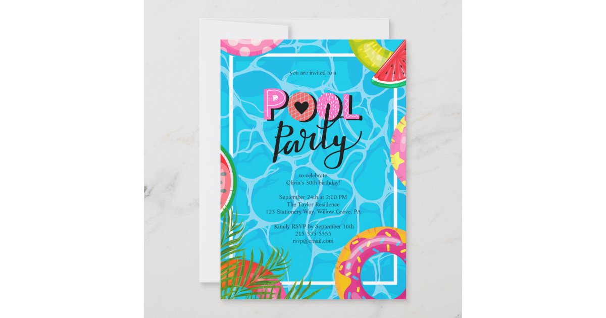 Modern Pool Party Birthday Invitation | Zazzle