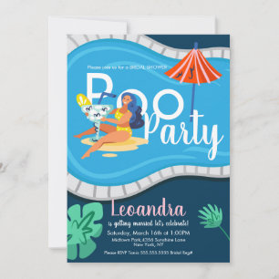 Modern Pool Party Bridal Shower Adult Invitation