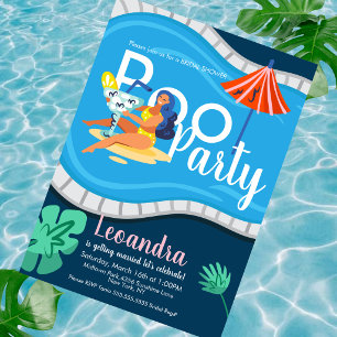 Modern Pool Party Bridal Shower Adult Invitation