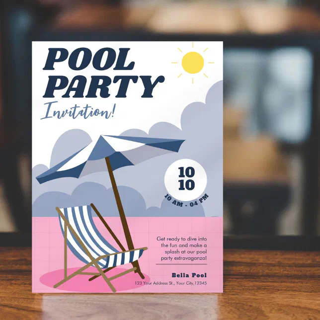 Modern Pool Party Invitation | Zazzle