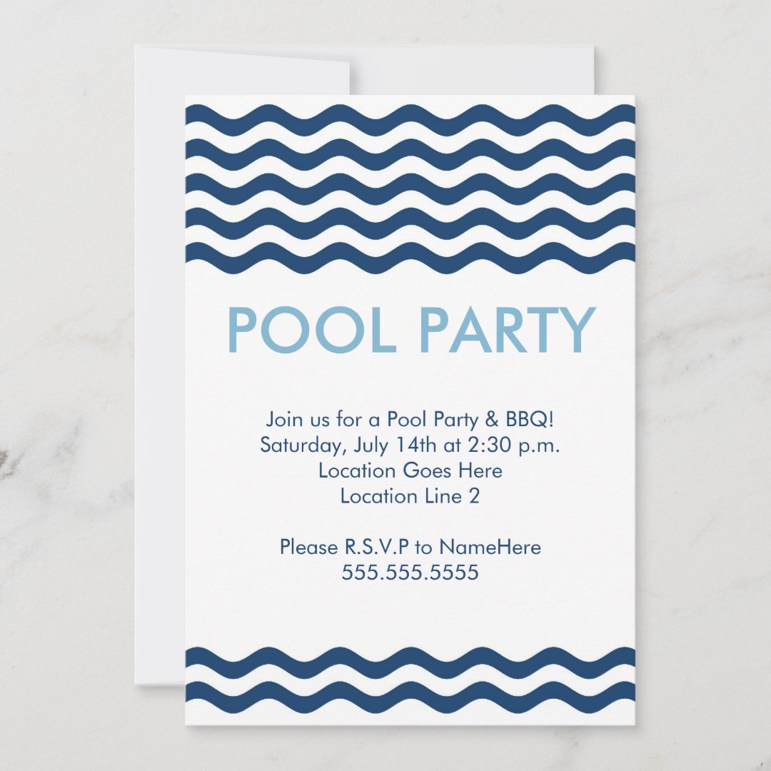 Modern Pool Party Invitations Zazzle 3126