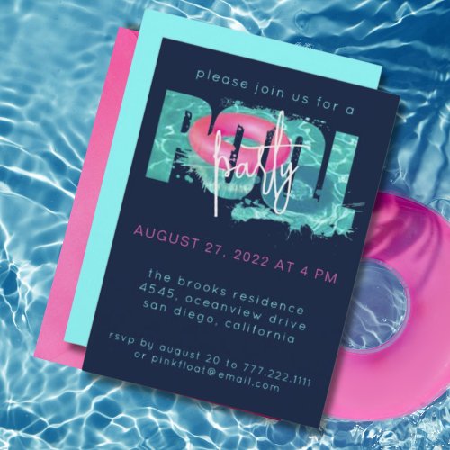 Modern Pool Party Splash Invitation