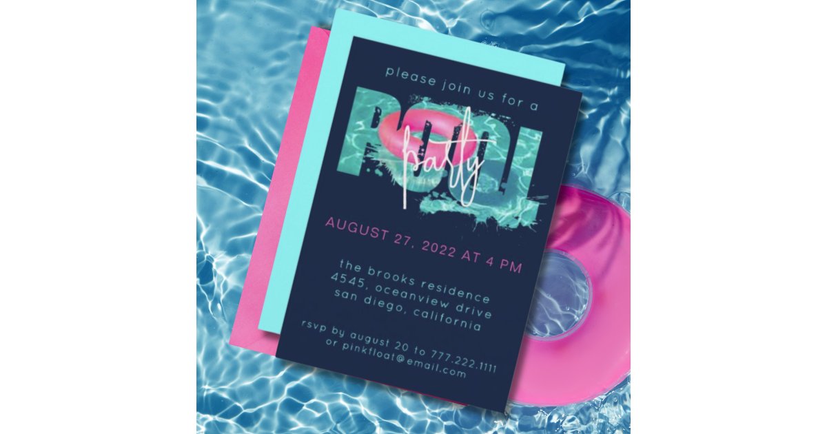Modern Pool Party Splash Invitation | Zazzle
