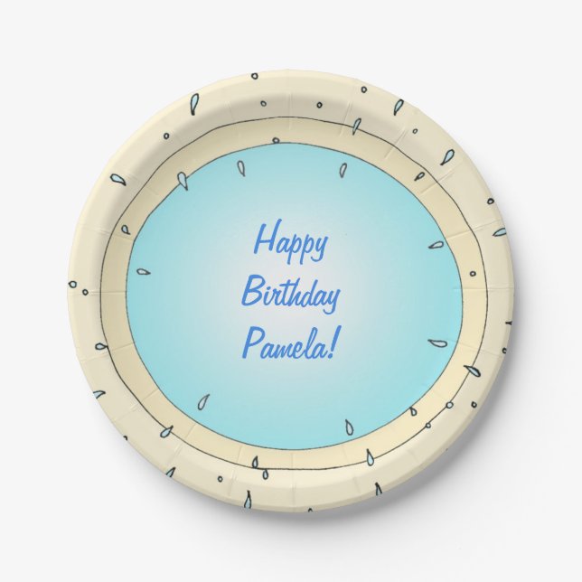 Modern Pool Splash Personalized Birthday Plates (Front)