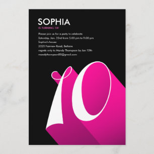 Modern Pop 10th Birthday Party Invitations