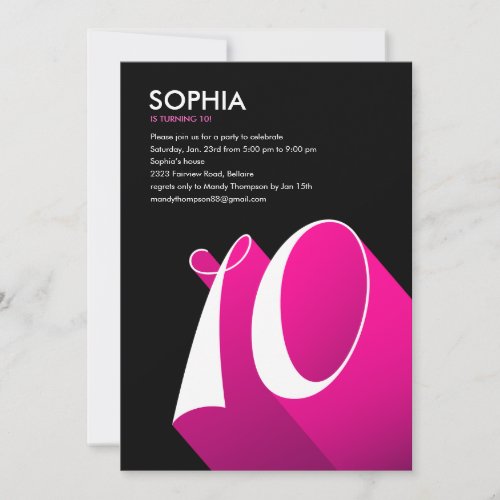 Modern Pop 10th Birthday Party Invitations