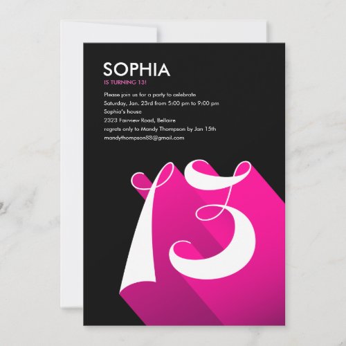 Modern Pop 13th Birthday Party Invitations