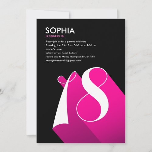 Modern Pop 18th Birthday Party Invitations
