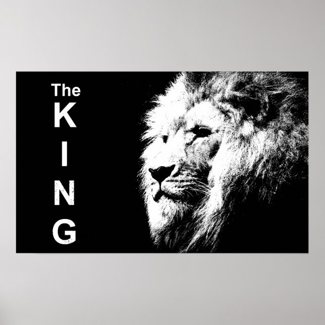 Modern Pop Art Black&White Lion Head Elegant Poster (Front)