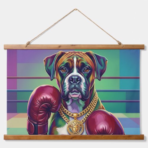 Modern Pop Art Boxer Dog Boxing Athlete Hanging Tapestry