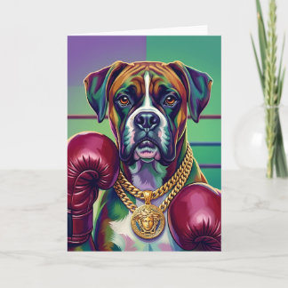 Modern Pop Art Boxer Dog Boxing Athlete Letterpress Thank You Card