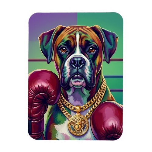 Modern Pop Art Boxer Dog Boxing Athlete Magnet