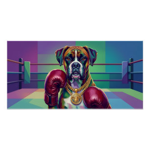 Modern Pop Art Boxer Dog Boxing Athlete Poster