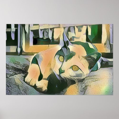 Modern Pop Art Calico Kitty For Cat Lovers Poster