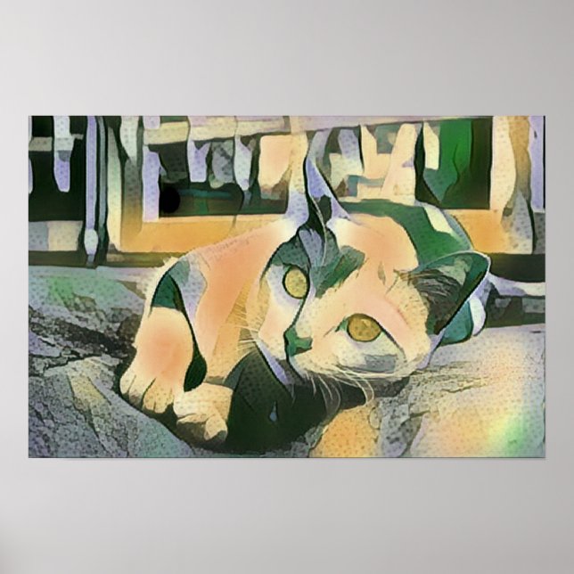 Modern Pop Art Calico Kitty For Cat Lovers Poster (Front)