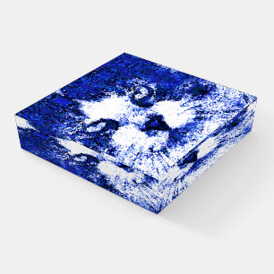 Modern Pop Art Cat Blue Paperweight