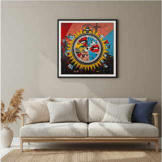 Modern Pop Art Clock Illustration — Museum-Inspire Framed Art