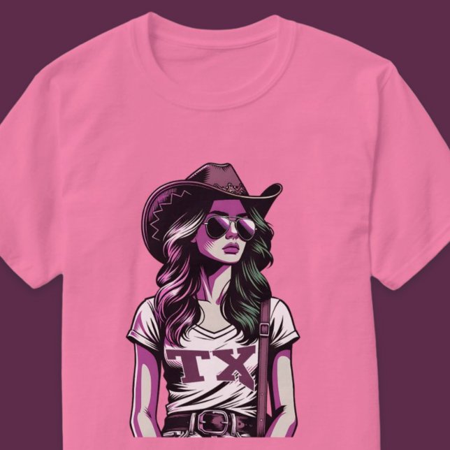 Modern Pop Art Cool Texas Cowgirl Western T-Shirt (Modern Pop Art Cool Texas Cowgirl Western T-Shirt)