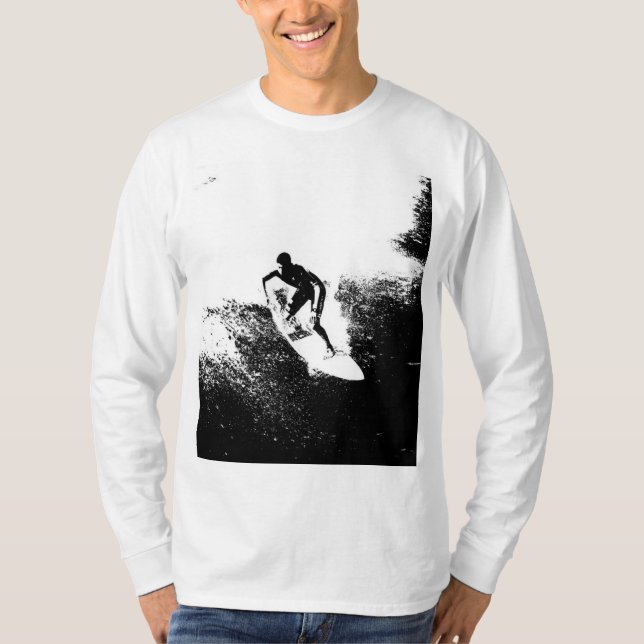 Modern Pop Art Elegant Surfer Template Trendy T-Shirt (Front)