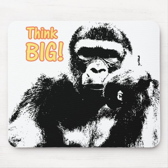 Modern Pop Art Gorilla Think Big Motivational Mouse Pad (Front)